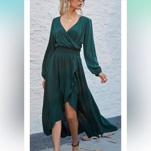 KorMei green high-low dress